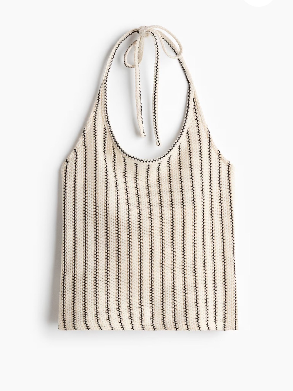 H&M White and Black Striped Knit Camisole with Ties